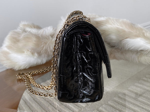 Chanel LE Black Patent Puzzle 2.55 Reissue 225 Double Flap AGHW