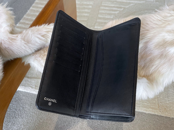 Chanel Black Patent Classic Long Wallet Clutch