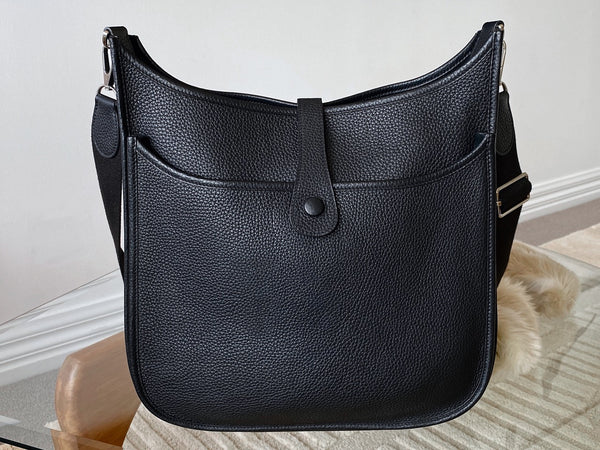 Hermès Noir Veau Taurillon Clémence Evelyne III GM