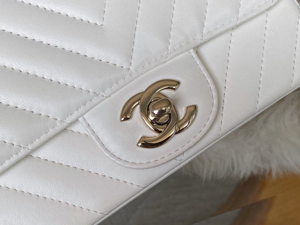 Chanel Ivory Lambskin Mini Classic Flap Bag