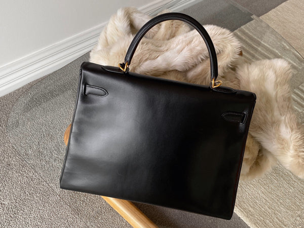 Hermès Noir Box Kelly 35 GHW