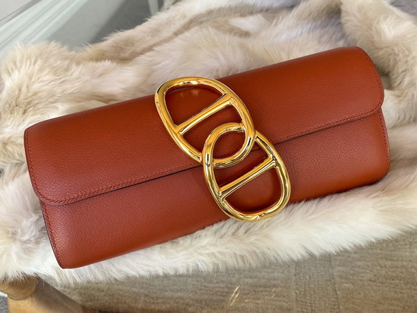 Hermès Cuivre Veau Evercolour Egée Clutch GHW