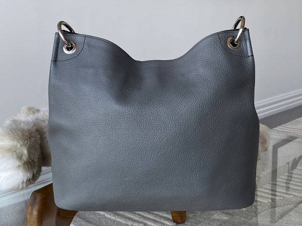 Prada Grey Vitello Daino Hobo