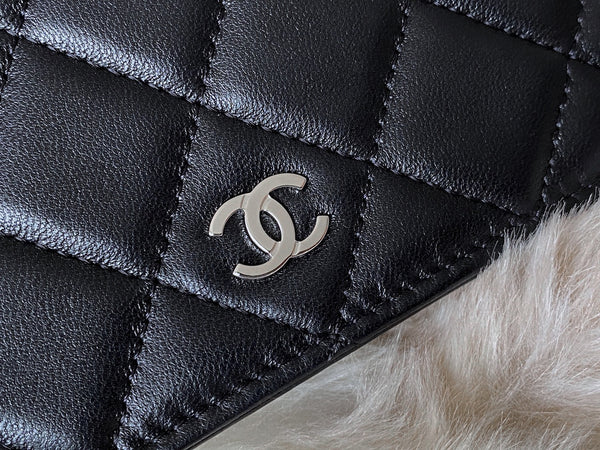 Chanel Black Lambskin Classic Wallet on Chain