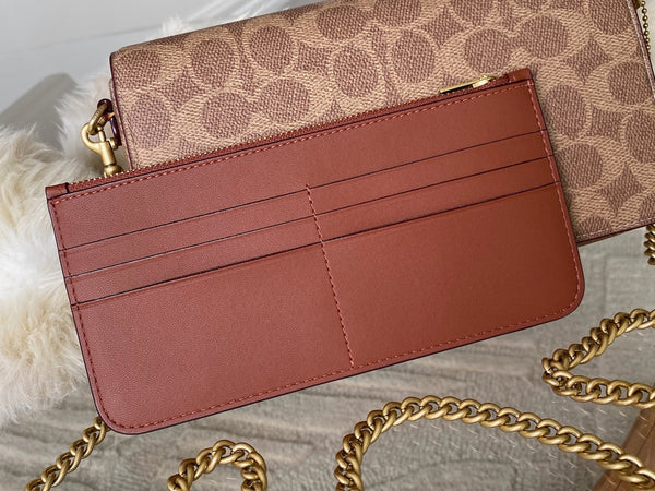 Coach Brass/Tan Caramel Signature Canvas Mila Crossbody | BNIB