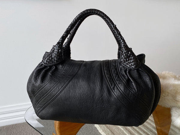 Fendi Black Drummed Nappa Leather Spy Bag