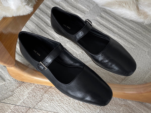 The Row Black Satin Nappa Leather Ava Mary Jane | Sz38