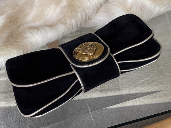 Gucci Black Suede Hysteria Clutch