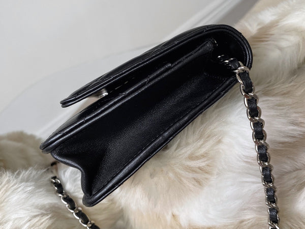 Chanel Black Lambskin Classic Wallet on Chain