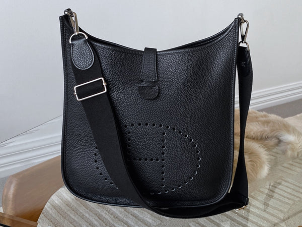 Hermès Noir Veau Taurillon Clémence Evelyne III GM