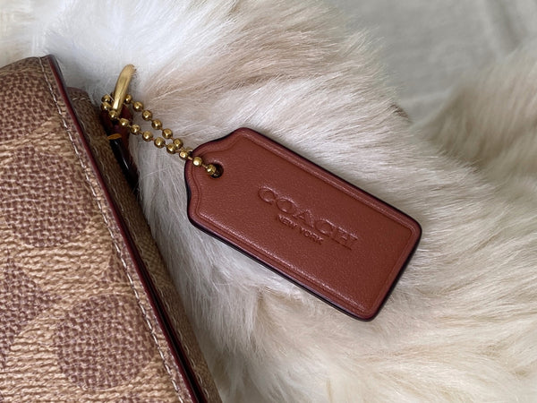 Coach Brass/Tan Caramel Signature Canvas Mila Crossbody | BNIB