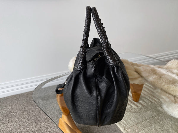 Fendi Black Drummed Nappa Leather Spy Bag