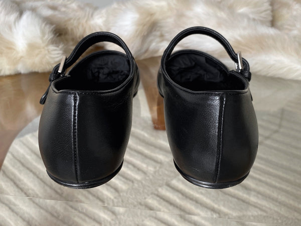 The Row Black Satin Nappa Leather Ava Mary Jane | Sz38