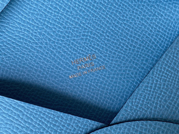 Hermès 2023 Bleu Céleste Epsom Calvi Card Holder Wallet | New in Box