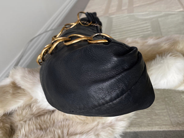 Chanel Black Lambskin Half Moon Chain Bag