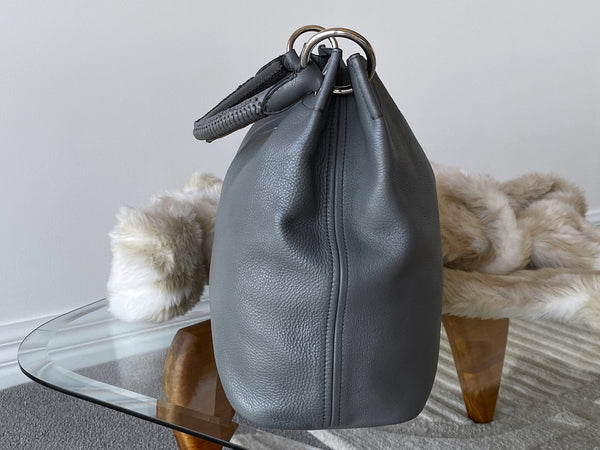 Prada Grey Vitello Daino Hobo