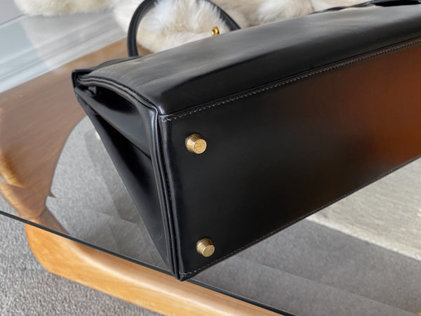 Hermès Noir Box Kelly 35 GHW