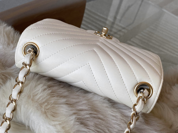 Chanel Ivory Lambskin Mini Classic Flap Bag