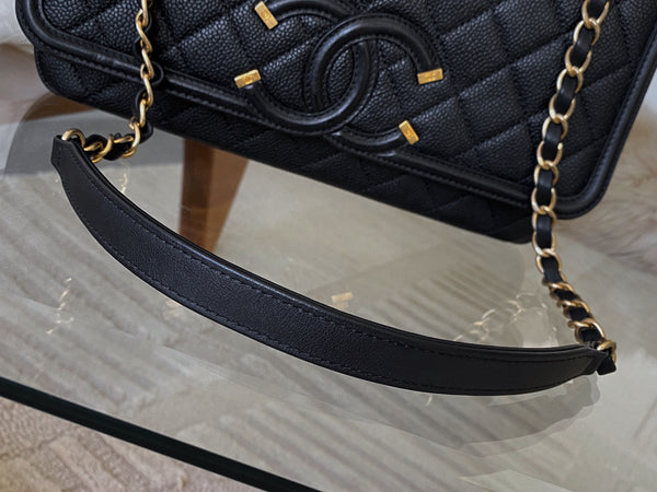 Chanel Black Caviar Medium CC Filigree Flap