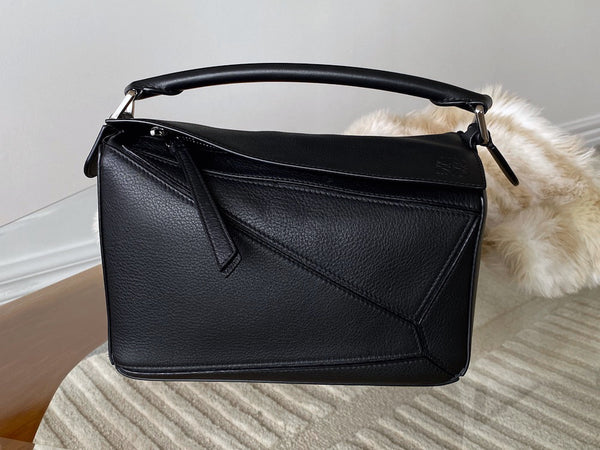 Loewe Black Grained Calfskin Small Classic Puzzle Bag