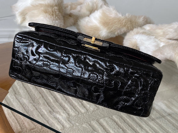 Chanel LE Black Patent Puzzle 2.55 Reissue 225 Double Flap AGHW
