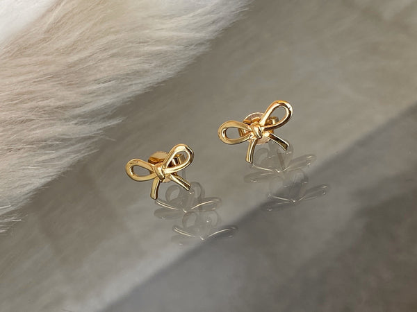 Tiffany & Co. 18K Solid Yellow Gold Bow Stud Earrings | BNIB
