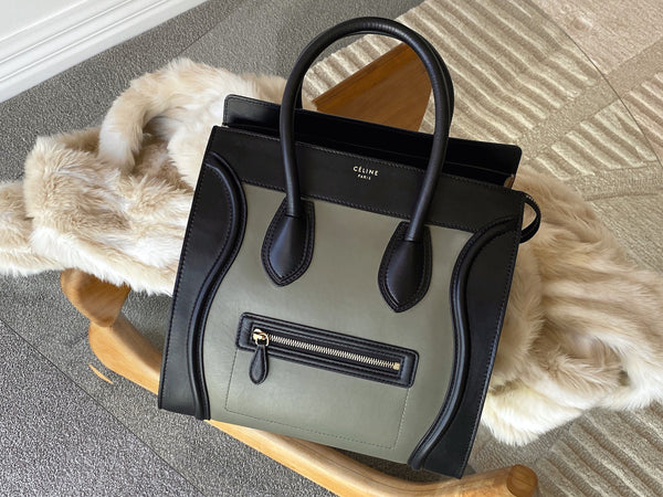 Céline Calfskin & Suede Tricolour Mini Luggage Tote