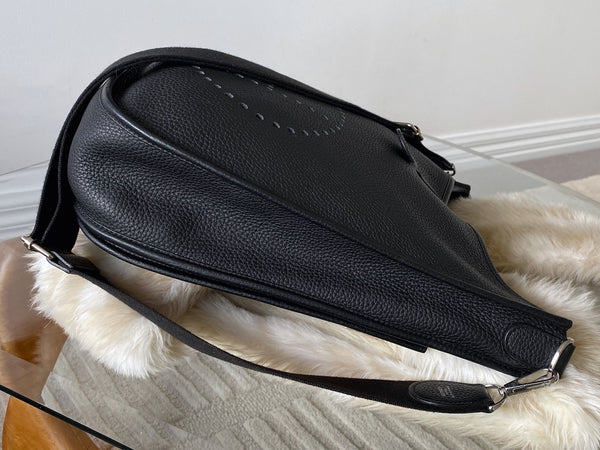 Hermès Noir Veau Taurillon Clémence Evelyne III GM