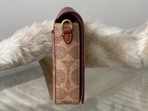 Coach Brass/Tan Caramel Signature Canvas Mila Crossbody | BNIB