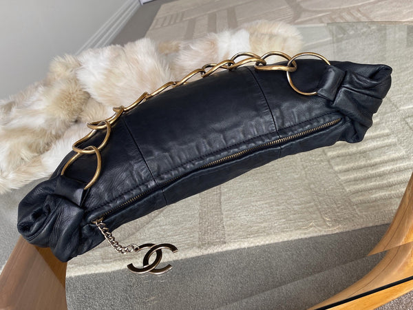 Chanel Black Lambskin Half Moon Chain Bag