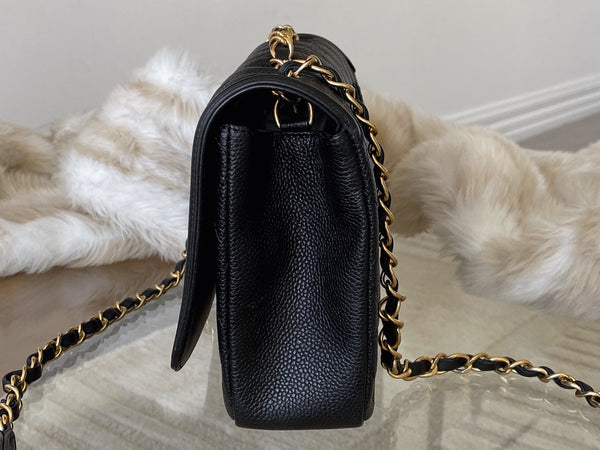 Chanel Black Caviar Medium CC Filigree Flap