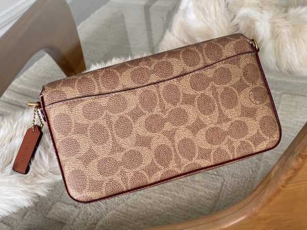 Coach Brass/Tan Caramel Signature Canvas Mila Crossbody | BNIB