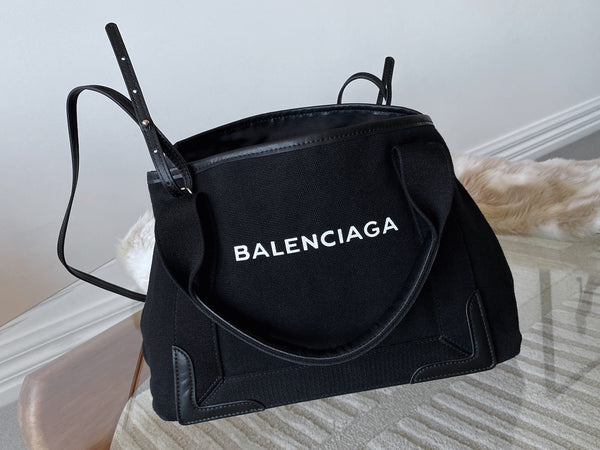 Balenciaga Black Canvas Small Cabas S Tote