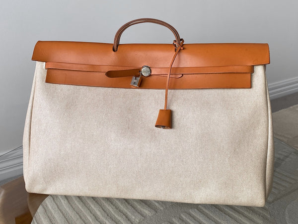 Hermès Toile Naturel & Vache Hunter Herbag Cabine 50