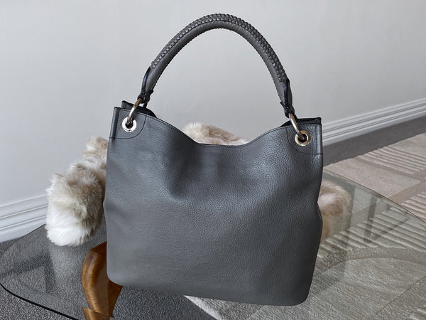 Prada Grey Vitello Daino Hobo
