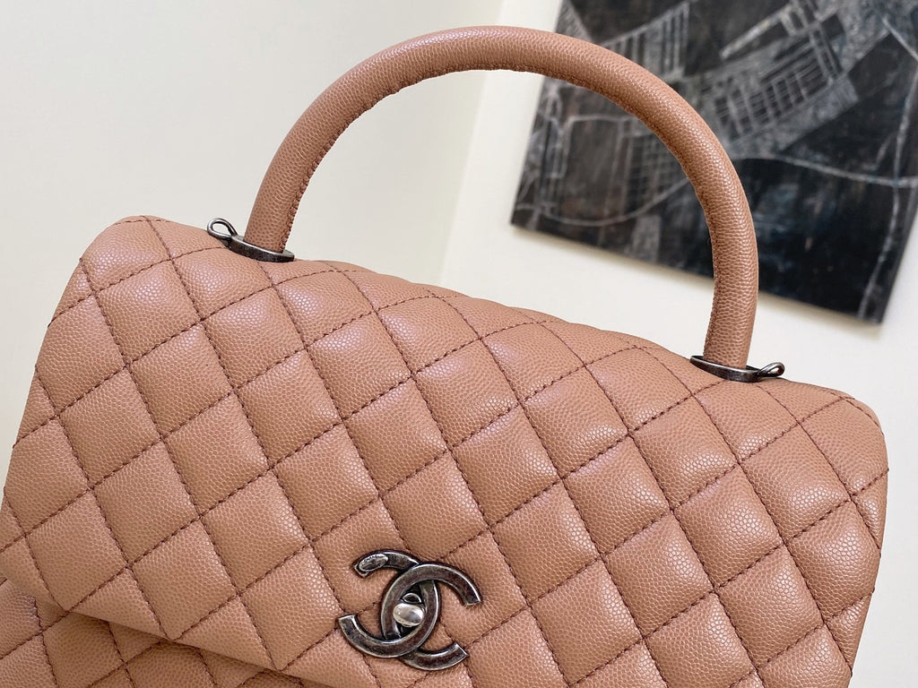 Chanel Caramel Caviar Coco Handle Bag RHW – My Haute