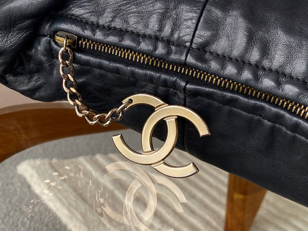 Chanel Black Lambskin Half Moon Chain Bag