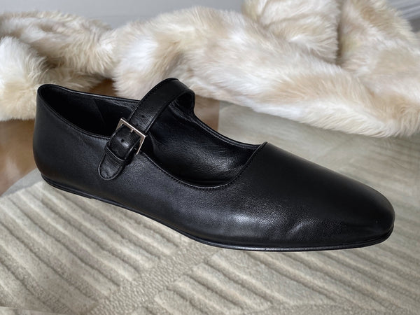 The Row Black Satin Nappa Leather Ava Mary Jane | Sz38