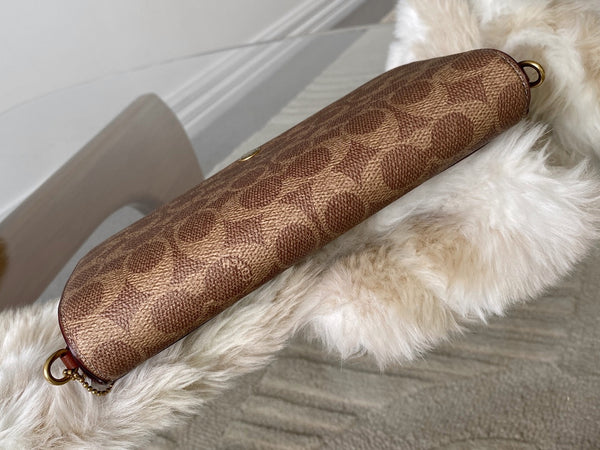 Coach Brass/Tan Caramel Signature Canvas Mila Crossbody | BNIB