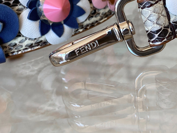 Fendi Elaphe & Vitello Dolce Nappa Studded Flowerland Strap You