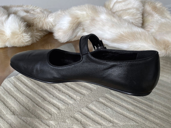 The Row Black Satin Nappa Leather Ava Mary Jane | Sz38