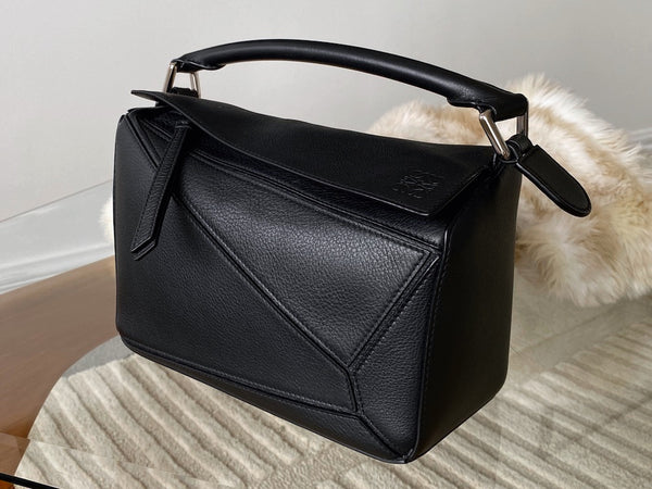 Loewe Black Grained Calfskin Small Classic Puzzle Bag