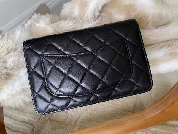 Chanel Black Lambskin Classic Wallet on Chain