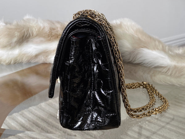 Chanel LE Black Patent Puzzle 2.55 Reissue 225 Double Flap AGHW