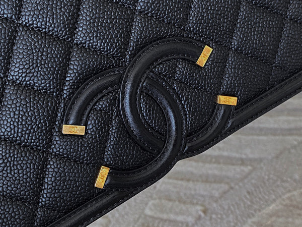 Chanel Black Caviar Medium CC Filigree Flap