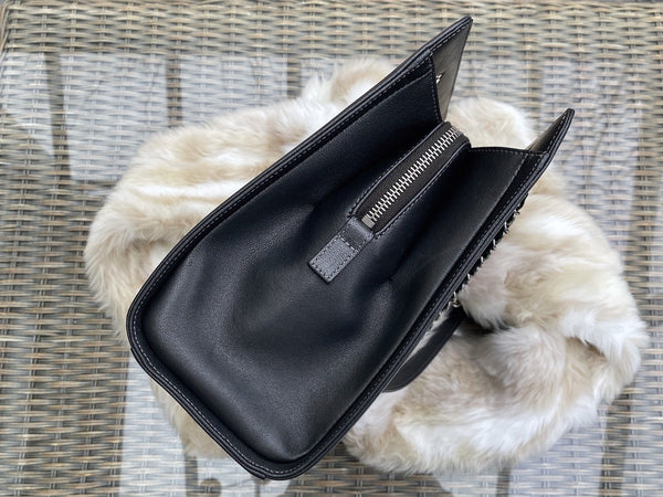 Chanel Chevron Graphite Sheepskin Large Mademoiselle Bag SHW