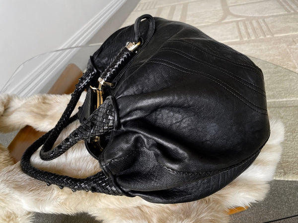 Fendi Black Drummed Nappa Leather Spy Bag