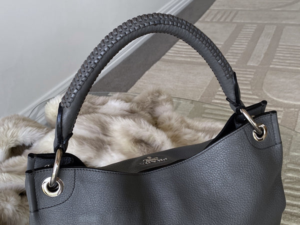 Prada Grey Vitello Daino Hobo