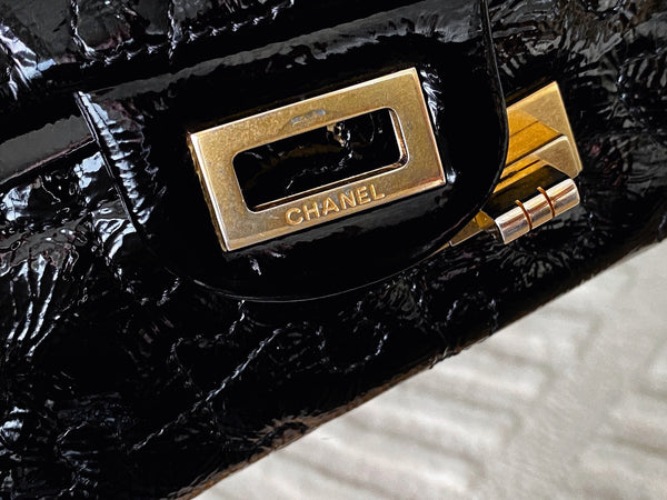 Chanel LE Black Patent Puzzle 2.55 Reissue 225 Double Flap AGHW