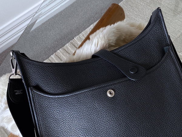 Hermès Noir Veau Taurillon Clémence Evelyne III GM